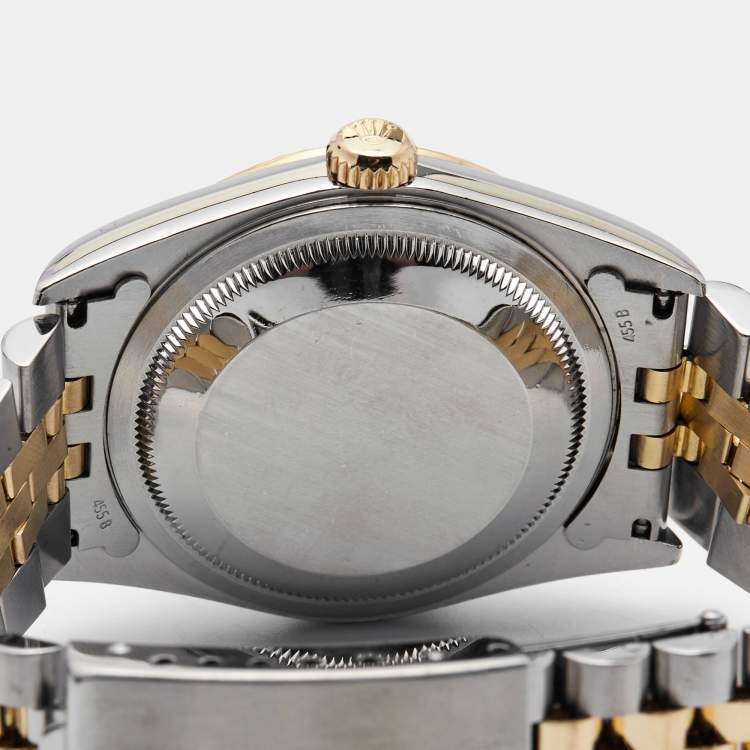 Pre Owned Rolex Champagne Jubilee Diamond 18K Yellow Gold Stainless Steel Datejust 16233 Women's Wristwatch 36 mm