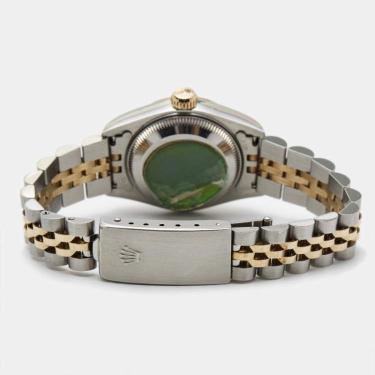 Pre Owned Rolex Champagne 18k Yellow Gold Stainless Steel Datejust 69173 Women's Wristwatch 26 mm