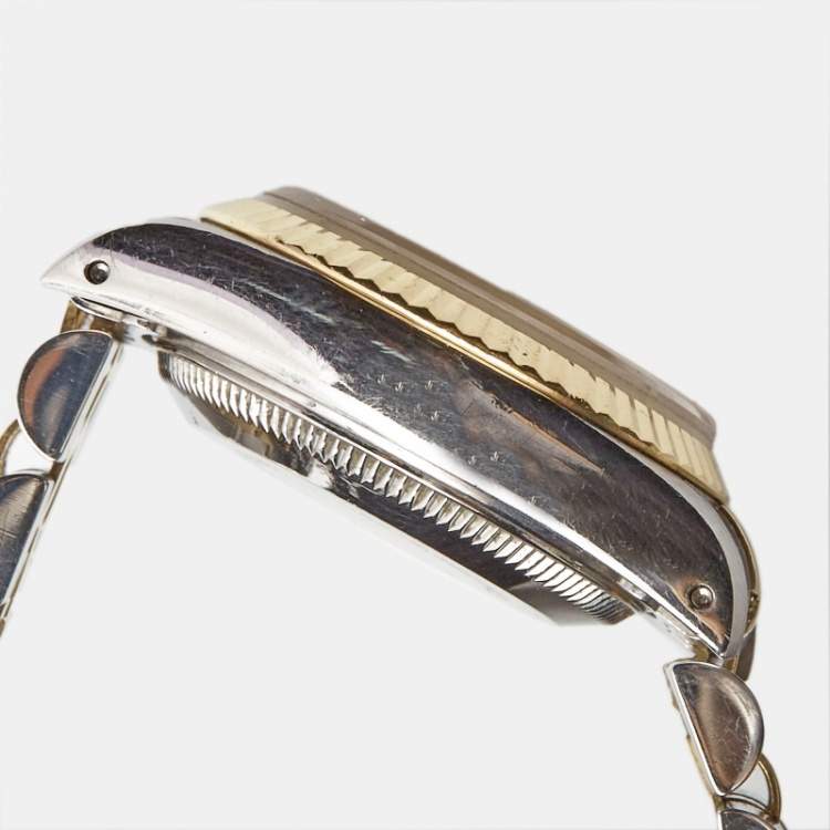 Pre Owned Rolex Champagne 18k Yellow Gold Stainless Steel Datejust 69173 Women's Wristwatch 26 mm