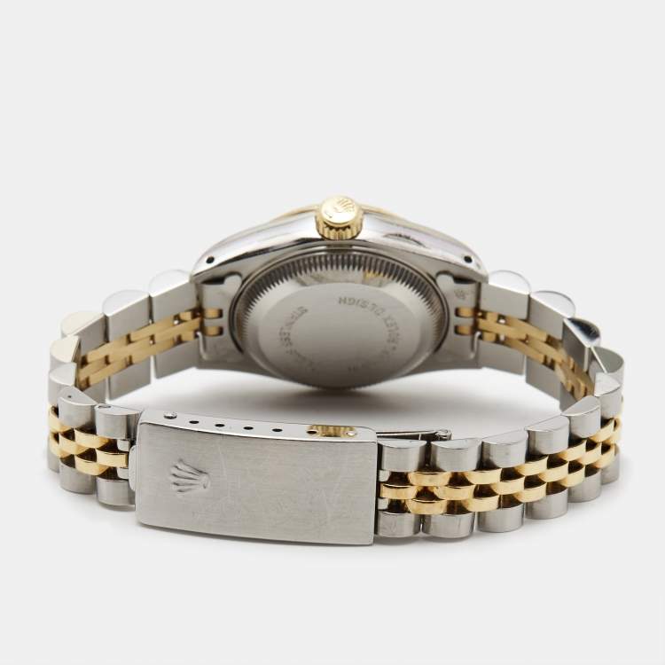Pre Owned Rolex Champagne 18k Yellow Gold Stainless Steel Datejust 69173 Women's Wristwatch 26 mm