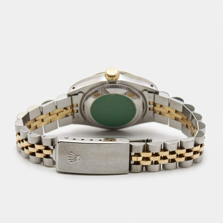 Pre Owned Rolex Champagne 18k Yellow Gold Stainless Steel Datejust 69173 Women's Wristwatch 26 mm
