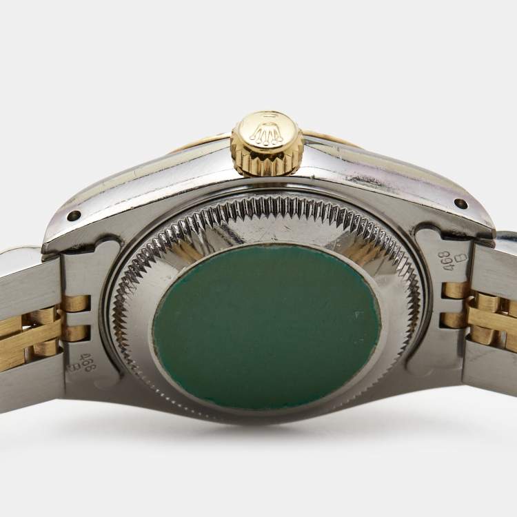 Pre Owned Rolex Champagne 18k Yellow Gold Stainless Steel Datejust 69173 Women's Wristwatch 26 mm