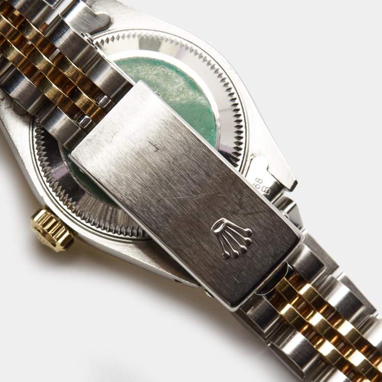 Pre Owned Rolex Champagne 18k Yellow Gold Stainless Steel Datejust 69173 Women's Wristwatch 26 mm