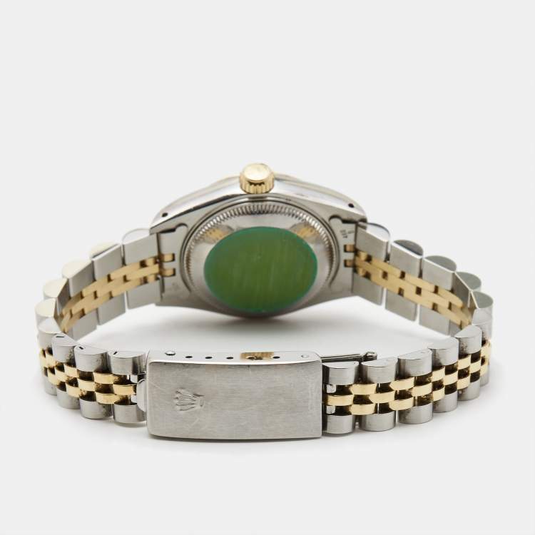 Pre Owned Rolex Champagne 18k Yellow Gold Stainless Steel Datejust 69173 Women's Wristwatch 26 mm