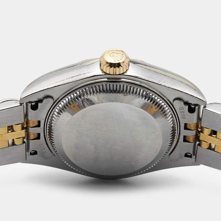 Pre Owned Rolex Champagne Diamond 18k Yellow Gold Stainless Steel Datejust 79173 Women's Wristwatch 26 mm