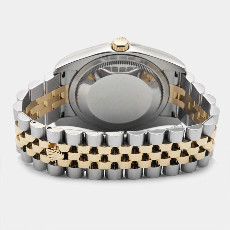Pre Owned Rolex Black Jubilee 18K Yellow Gold Stainless Steel Datejust 116233 Unisex Wristwatch 36 mm