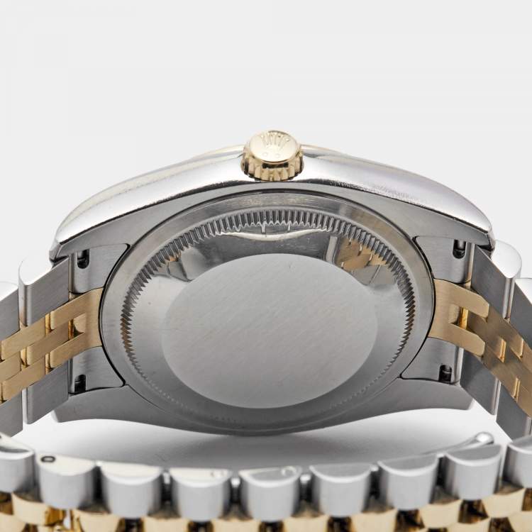 Pre Owned Rolex Black Jubilee 18K Yellow Gold Stainless Steel Datejust 116233 Unisex Wristwatch 36 mm