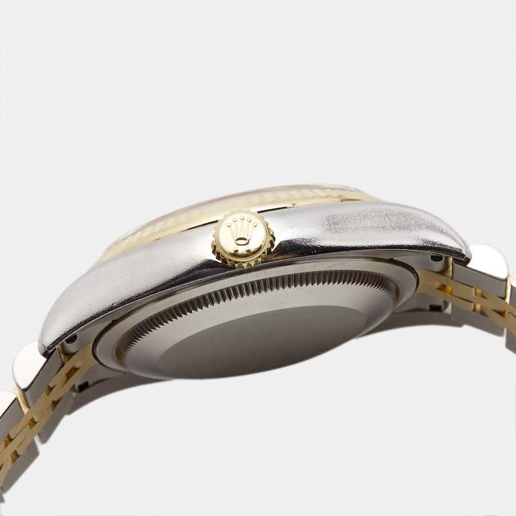 Pre Owned Rolex Black Jubilee 18K Yellow Gold Stainless Steel Datejust 116233 Unisex Wristwatch 36 mm