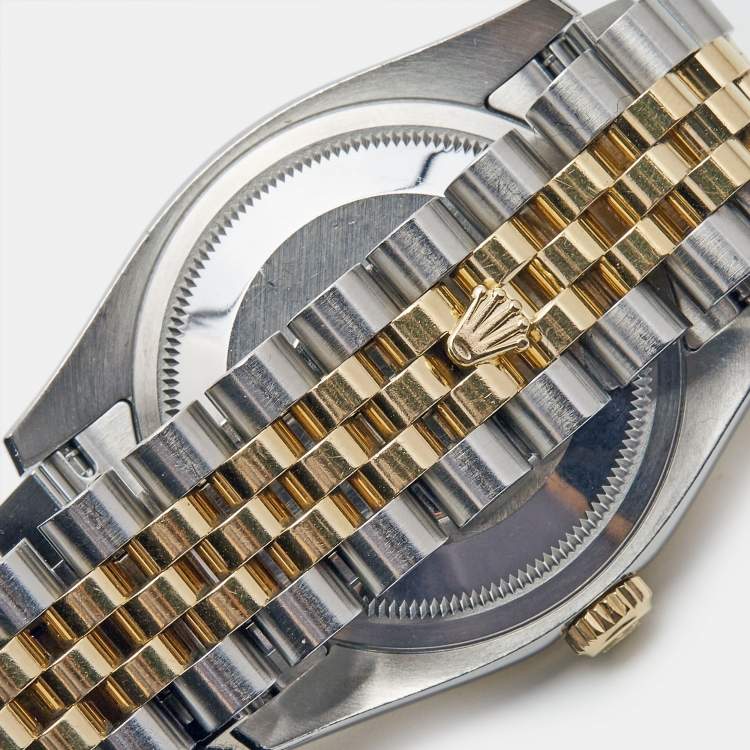 Pre Owned Rolex Black Jubilee 18K Yellow Gold Stainless Steel Datejust 116233 Unisex Wristwatch 36 mm