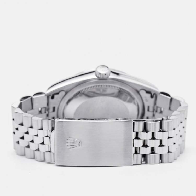 Pre Owned Rolex Silver Diamond 18K White Gold Stainless Steel Datejust 16234 Unisex Wristwatch 36 mm