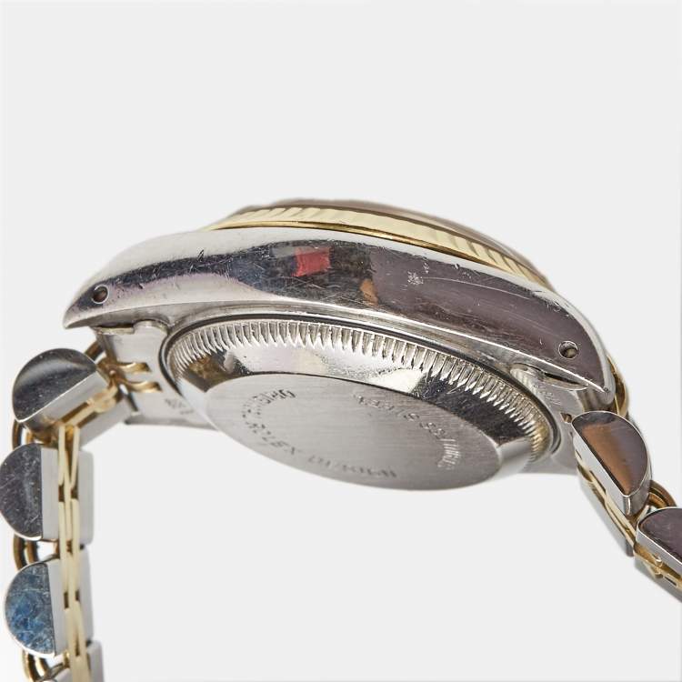 Pre Owned Rolex Champagne 18k Yellow Gold Stainless Steel Datejust 69173 Women's Wristwatch 26 mm