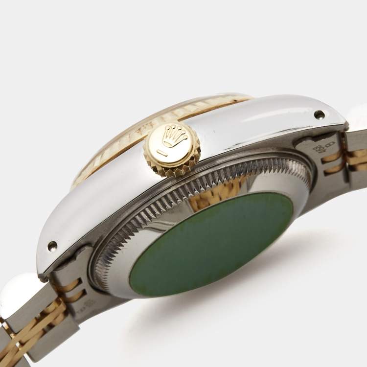 Pre Owned Rolex Champagne 18k Yellow Gold Stainless Steel Datejust 69173 Women's Wristwatch 26 mm