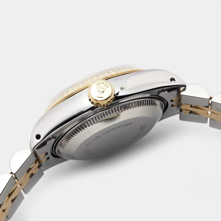 Pre Owned Rolex Champagne 18k Yellow Gold Stainless Steel Datejust 69173 Women's Wristwatch 26 mm