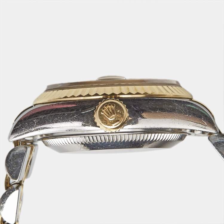 Pre Owned Rolex Champagne 18k Yellow Gold Stainless Steel Datejust 69173 Women's Wristwatch 26 mm