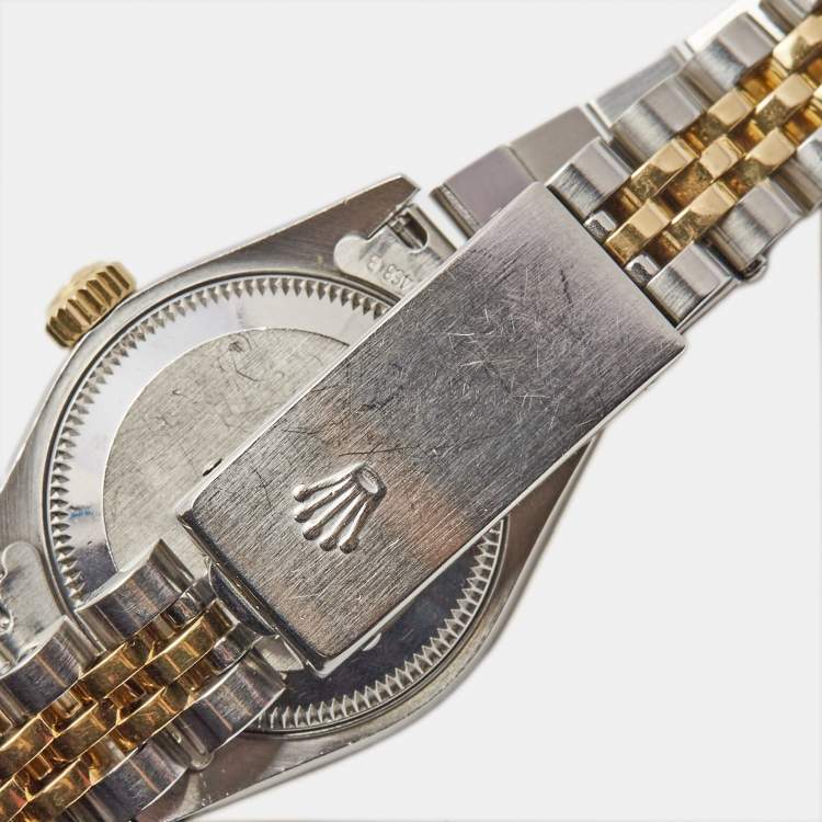 Pre Owned Rolex Champagne 18k Yellow Gold Stainless Steel Datejust 69173 Women's Wristwatch 26 mm