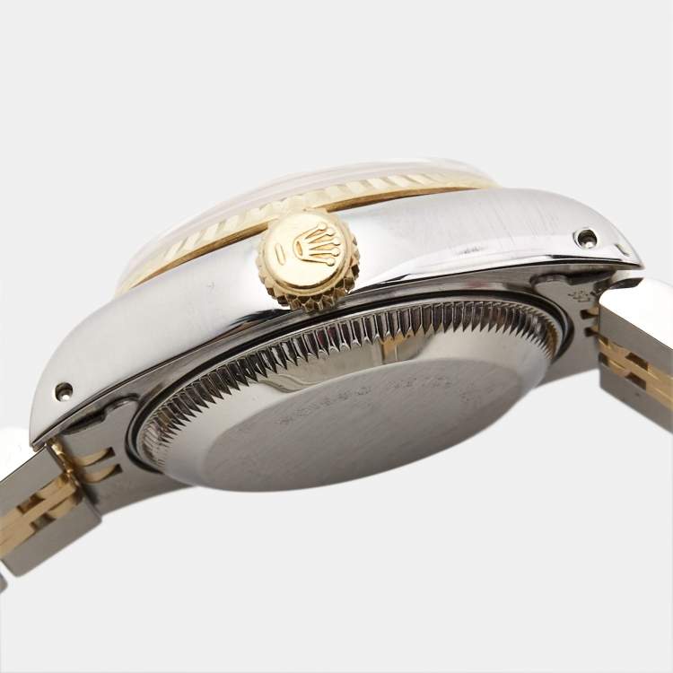 Pre Owned Rolex Champagne Diamond 18k Yellow Gold Stainless Steel Datejust 69173 Women's Wristwatch 26 mm