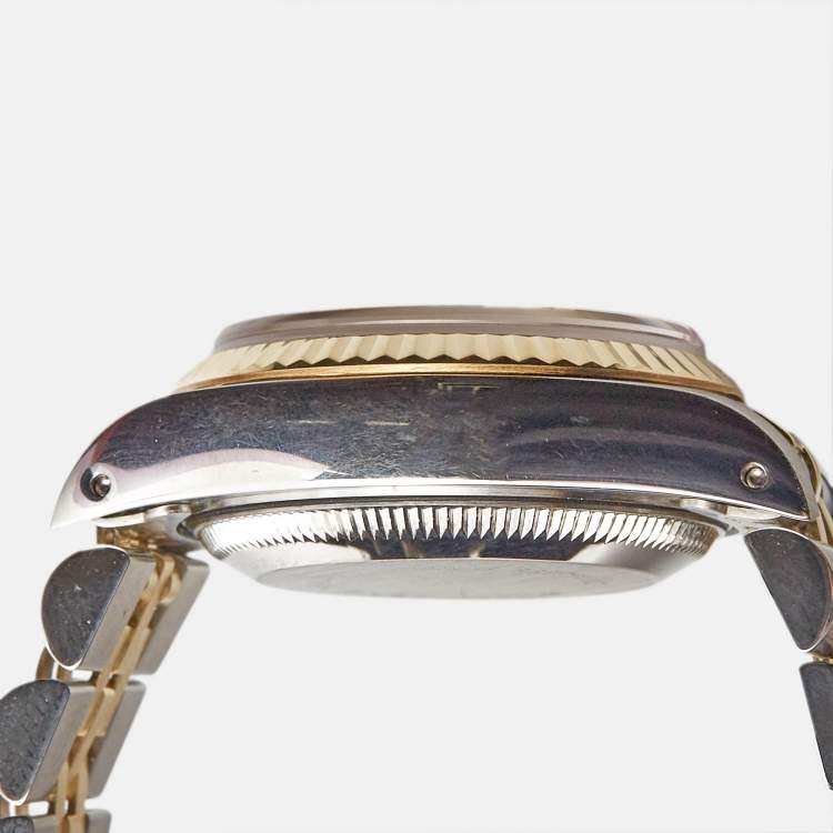 Pre Owned Rolex Champagne Diamond 18k Yellow Gold Stainless Steel Datejust 69173 Women's Wristwatch 26 mm