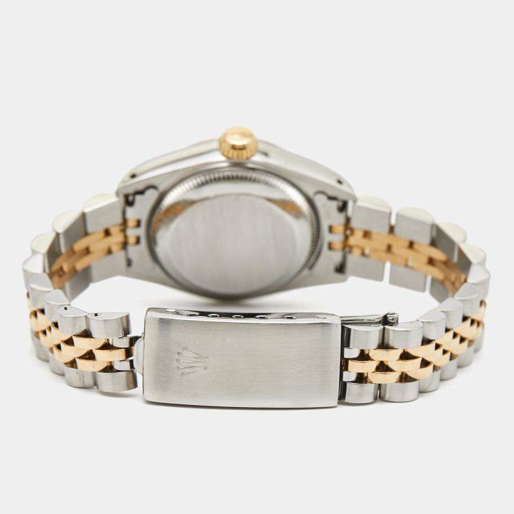 Pre Owned Rolex Champagne 18K Yellow Gold Stainless Steel Datejust 69173 Women's Wristwatch 26 mm