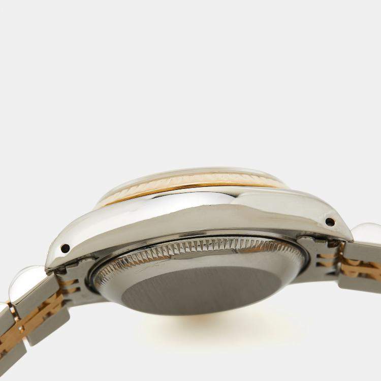Pre Owned Rolex Champagne 18K Yellow Gold Stainless Steel Datejust 69173 Women's Wristwatch 26 mm