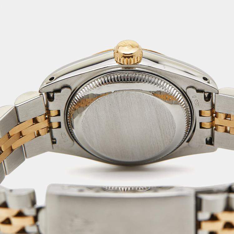Pre Owned Rolex Champagne 18K Yellow Gold Stainless Steel Datejust 69173 Women's Wristwatch 26 mm