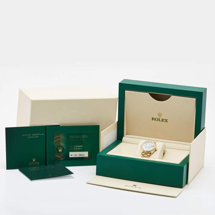 Pre Owned Rolex Olive Green Diamond 18K Yellow Gold President Datejust 278288BRBR Women's Wristwatch 31 mm