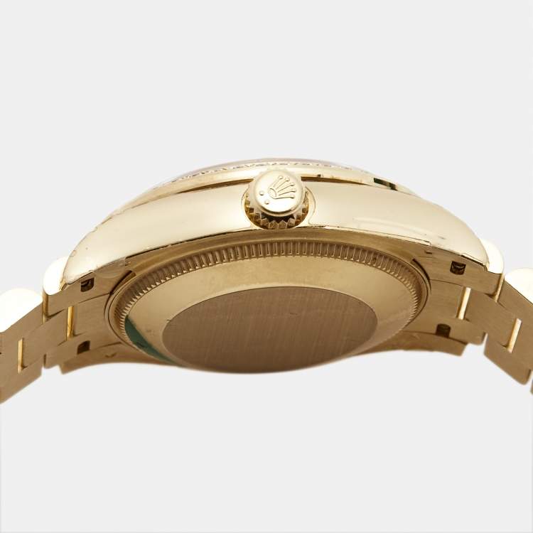 Pre Owned Rolex Olive Green Diamond 18K Yellow Gold President Datejust 278288BRBR Women's Wristwatch 31 mm