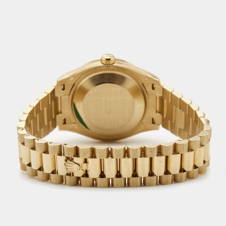 Pre Owned Rolex Olive Green Diamond 18K Yellow Gold President Datejust 278288BRBR Women's Wristwatch 31 mm