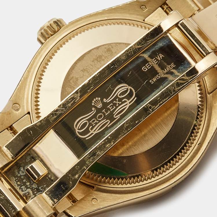 Pre Owned Rolex Olive Green Diamond 18K Yellow Gold President Datejust 278288BRBR Women's Wristwatch 31 mm