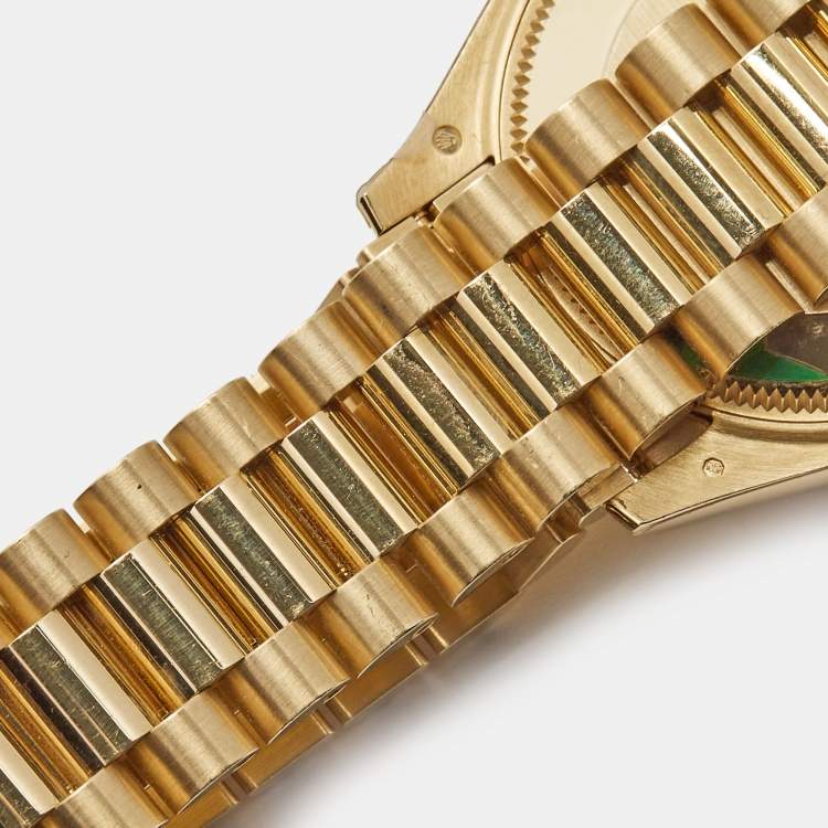 Pre Owned Rolex Olive Green Diamond 18K Yellow Gold President Datejust 278288BRBR Women's Wristwatch 31 mm