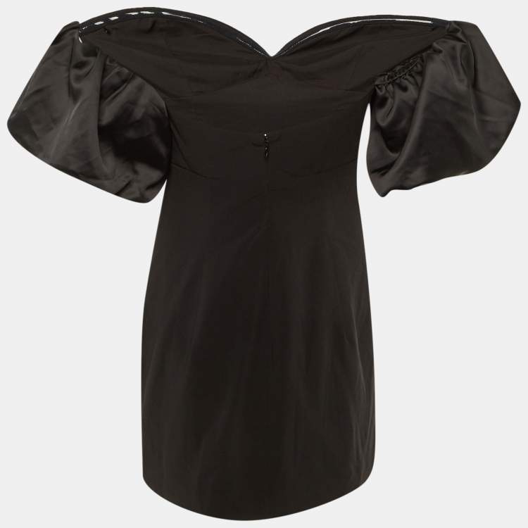 Pre Owned Ronny Kobo Black Crepe Andrea Off-The-Shoulder Mini Dress M