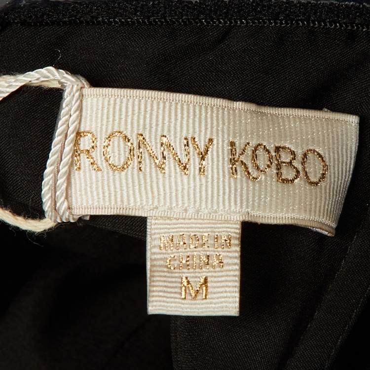 Pre Owned Ronny Kobo Black Crepe Andrea Off-The-Shoulder Mini Dress M