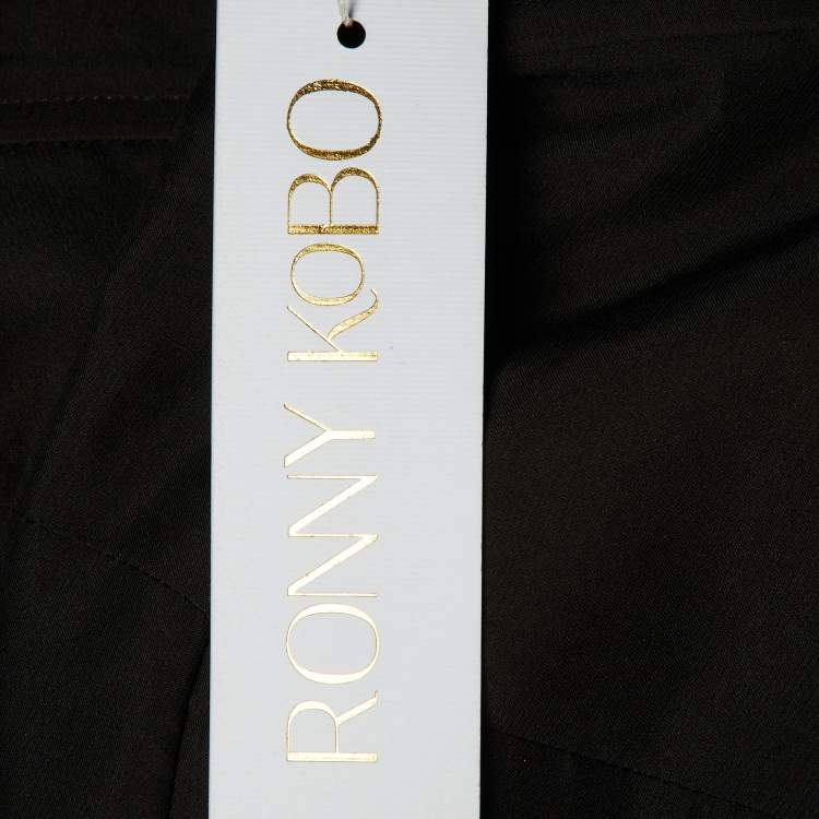 Pre Owned Ronny Kobo Black Crepe Andrea Off-The-Shoulder Mini Dress M