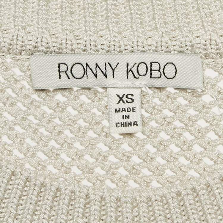 Pre Owned Ronny Kobo Grey Knit Fringed Sweater XS