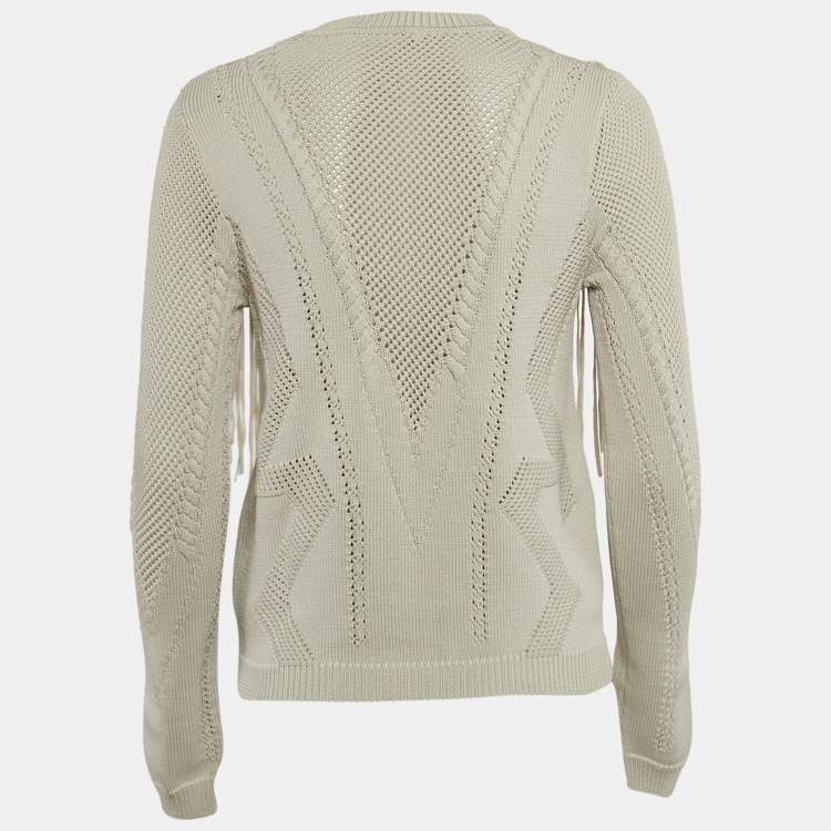 Pre Owned Ronny Kobo Grey Knit Fringed Sweater XS