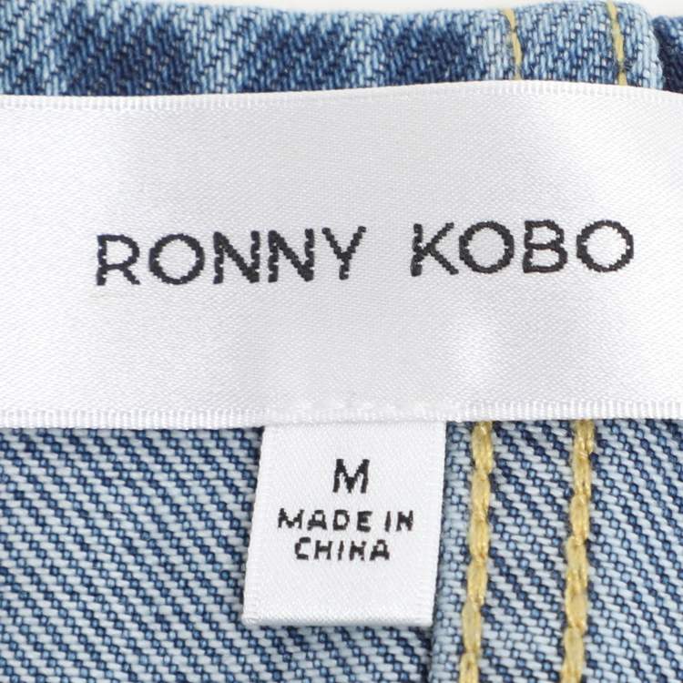 مملوكة مسبقًا Ronny Kobo Blue Denim Dallas Strapless Bustier Top M