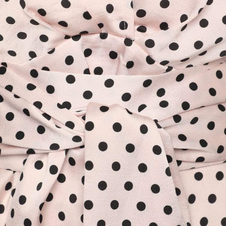 مملوكة مسبقًا Ronny Kobo Pink/Black Polka Dot Print Polyester Top S
