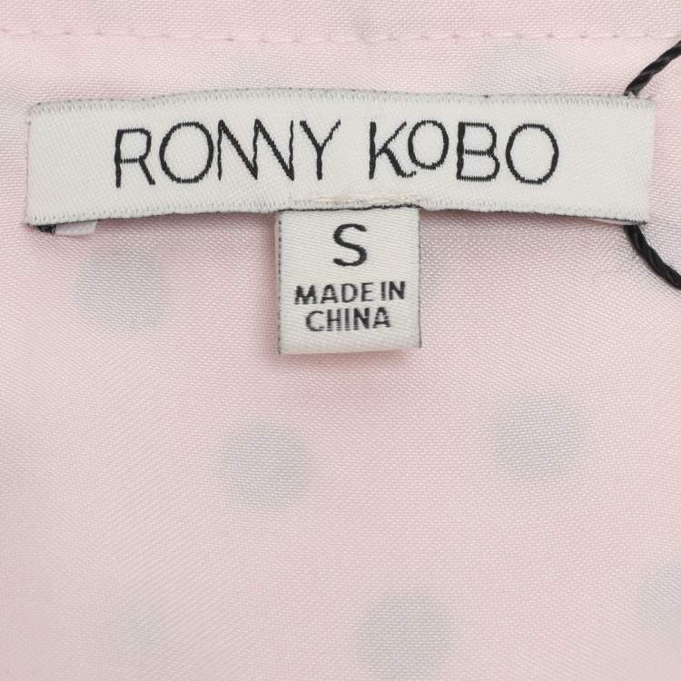 مملوكة مسبقًا Ronny Kobo Pink/Black Polka Dot Print Polyester Top S