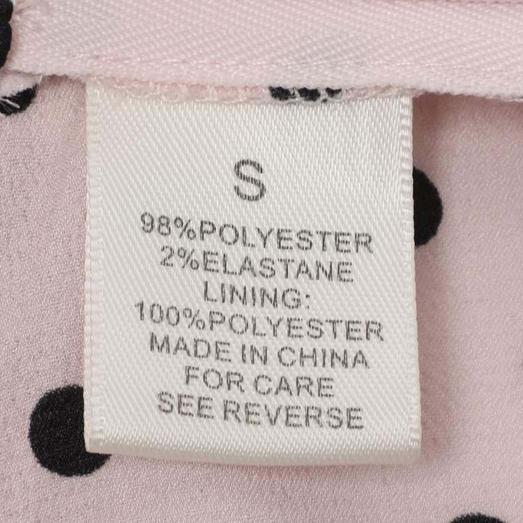 مملوكة مسبقًا Ronny Kobo Pink/Black Polka Dot Print Polyester Top S