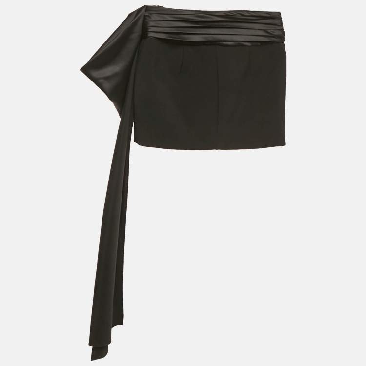 Pre Owned Ronny Kobo Black Crepe and Satin Mini Skirt XS