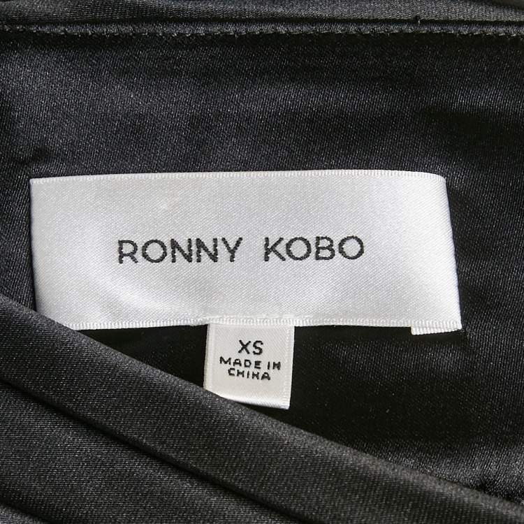 Pre Owned Ronny Kobo Black Crepe and Satin Mini Skirt XS