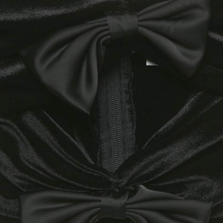 Pre Owned Ronny Kobo Black Velvet Bow Detail Top XS