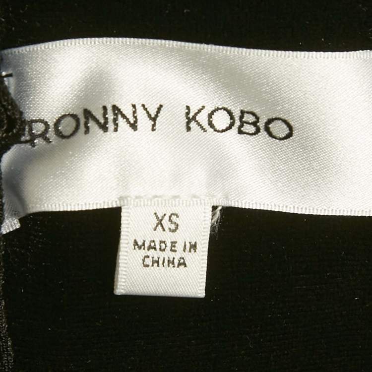 Pre Owned Ronny Kobo Black Velvet Bow Detail Top XS