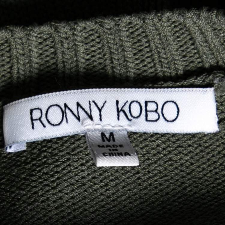 مملوكة مسبقًا Ronny Kobo Green Knitted Cut-Out Lace Up Detail Bodycon Dress M 