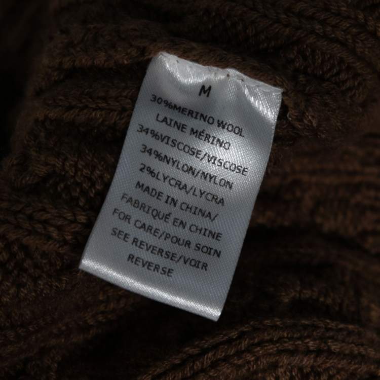 Pre Owned Ronny Kobo Brown Cable Knit Wool Cropped Cardigan M 