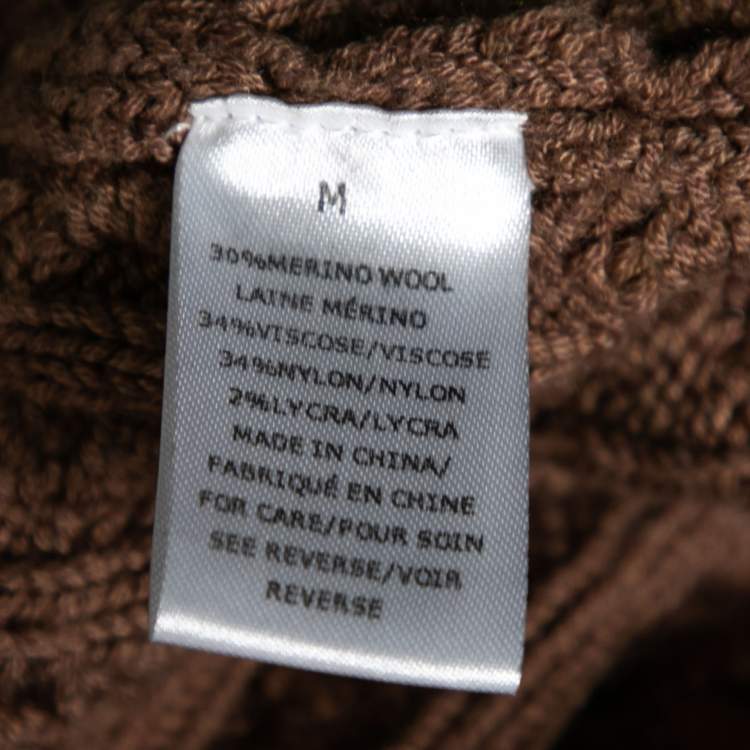 Pre Owned Ronny Kobo Brown Cable Knit Wool Midi Skirt M 