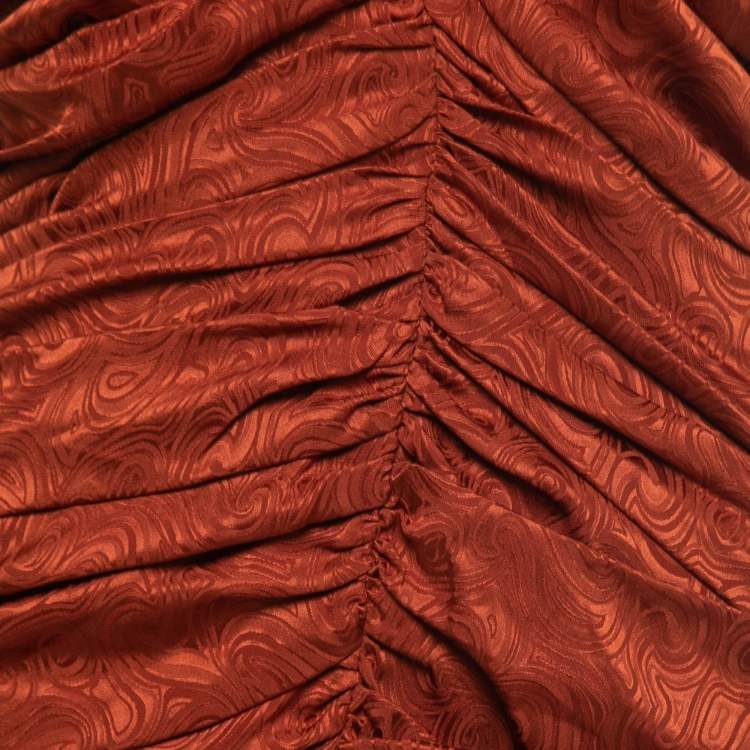 Pre Owned Rony Kobo Brown Silk Blend Ruched Mini Halter Dress M