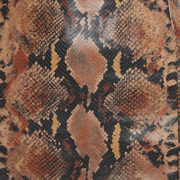 مملوكة مسبقًا Ronny Kobo Brown Snake Print Faux Leather Mini Skirt M