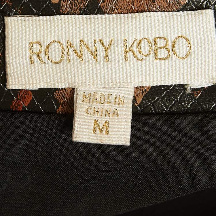 مملوكة مسبقًا Ronny Kobo Brown Snake Print Faux Leather Mini Skirt M