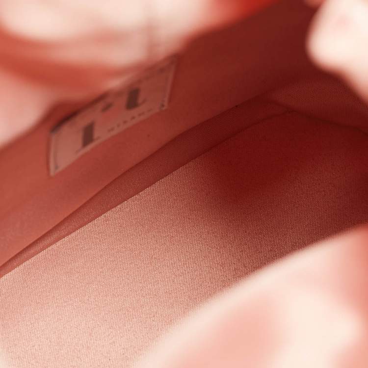 Pre Owned Rosantica Peach/Silver Satin and Crystals Holli Favilla Clutch Bag