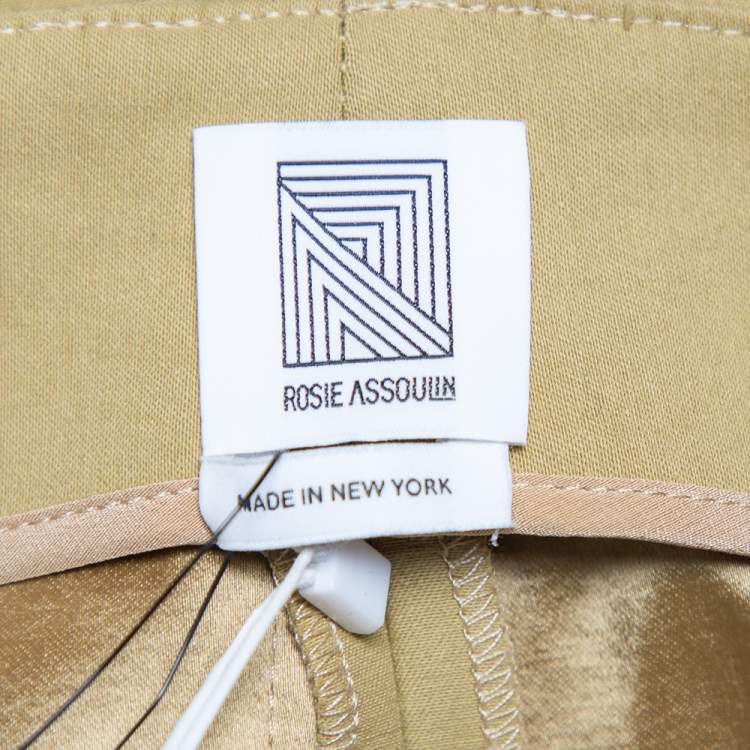 Pre Owned Rosie Assouiin Beige Cotton High Waist Busted Girdle Palazzo Pants M